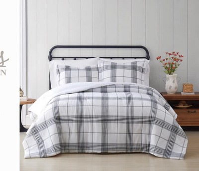 Black and White Cotton Plaid Full Quilt Set