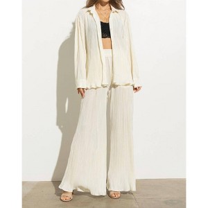 Women's Pleated Set Blouse Pants - Blue B - 1 of 3