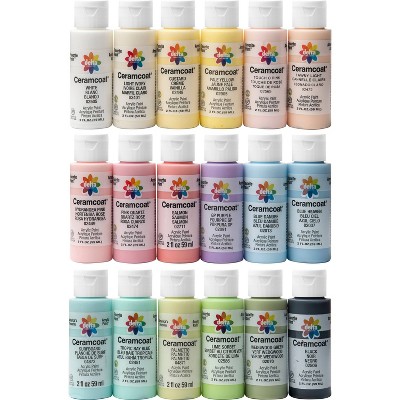  Delta Creative Paint Pots Set with Paint and Brush for  Outdoors, (16 Colors)