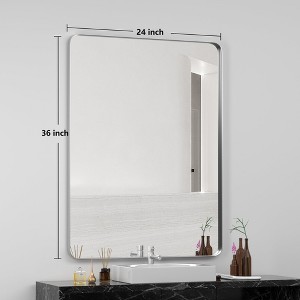 PAIHOME Bathroom Wall Mirror, Silver Vanity Mirror, Stainless-Steel Rectangular Decor Mirror for Entryway - 1 of 4