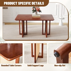 Syemin End Tables, Solid Wood Dining Table with Imitation Rattan for Dining Room Living Room Office, Brown, 59"*35.4"*30" - 1 of 4