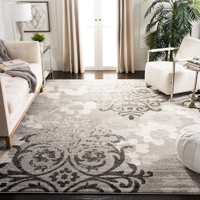 Oversized Silver and Ivory Synthetic Rectangular Area Rug