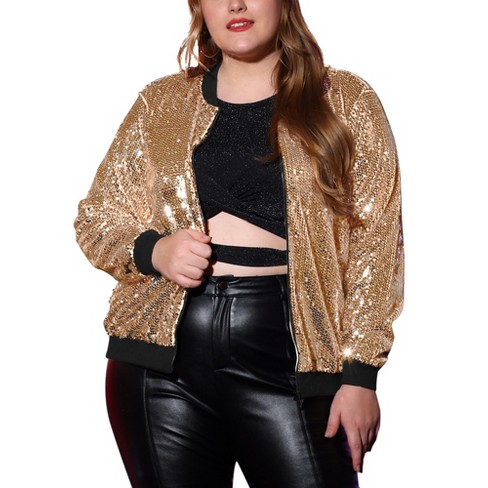 Gold metallic bomber outlet jacket womens