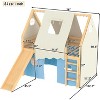 LOVSON Full Size House Loft Bed with Sills and Tents,Solid Wood Loft Bed with Ladders and Slide,Chic Design with Lights,No Box Spring Needed - 3 of 4