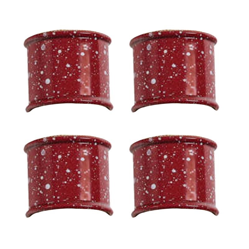 Park Designs Red Granite Enamelware Napkin Ring Set of 4, 4 of 5