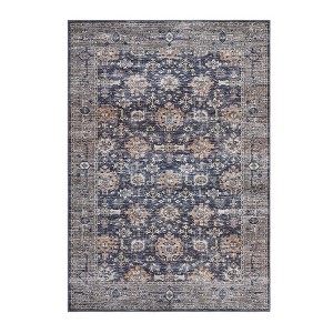 Washable Area Rug – Non-Slip Ultra-Thin Low Pile Vintage Oriental Distressed Carpet for Living Room, Bedroom, Dining, Office & Nursery, Multi-Color - 1 of 4