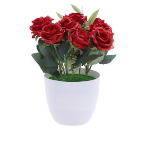 Unique Bargains Artificial Plants Rose Plastic 2.95"x2.95"x7.48" 1 Pc - 1 of 4