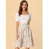 INSPIRE CHIC Women's Ruffle Hem Elastic Waist Flowy A-Line Swing Floral Midi Skirt - 2 of 4