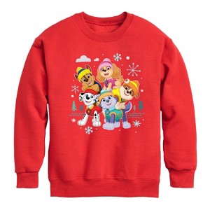Boys' - Paw Patrol - Paw Patrol Group With Icons Graphic Long Sleeve Fleece Sweatshirt - 1 of 4