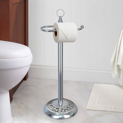 Chrome Mosaic Freestanding Toilet Paper Holder, 24" High
