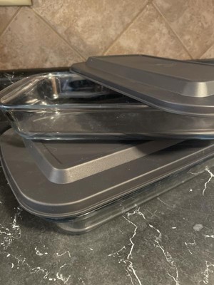 Joyjolt Glass Bakeware Containers For Loaf, Bread, Cakes Pans Baking  Containers With Lids - Set Of 3 - Black : Target