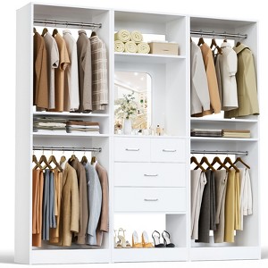 Aheaplus Freestanding Closet Organizer with Mirror and 4 Hanging Rods, Closet System with Drawers - 1 of 4
