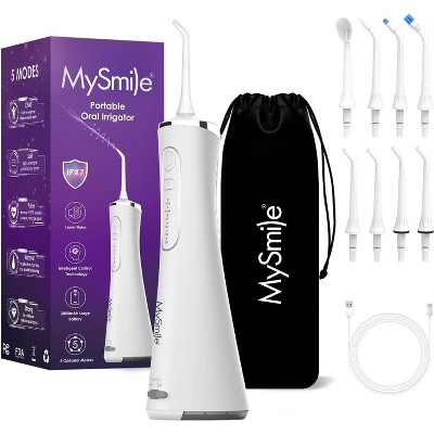 MySmile LP211 Cordless Water Flossers for Teeth, 5 Cleaning Modes, 8 Jet Tips