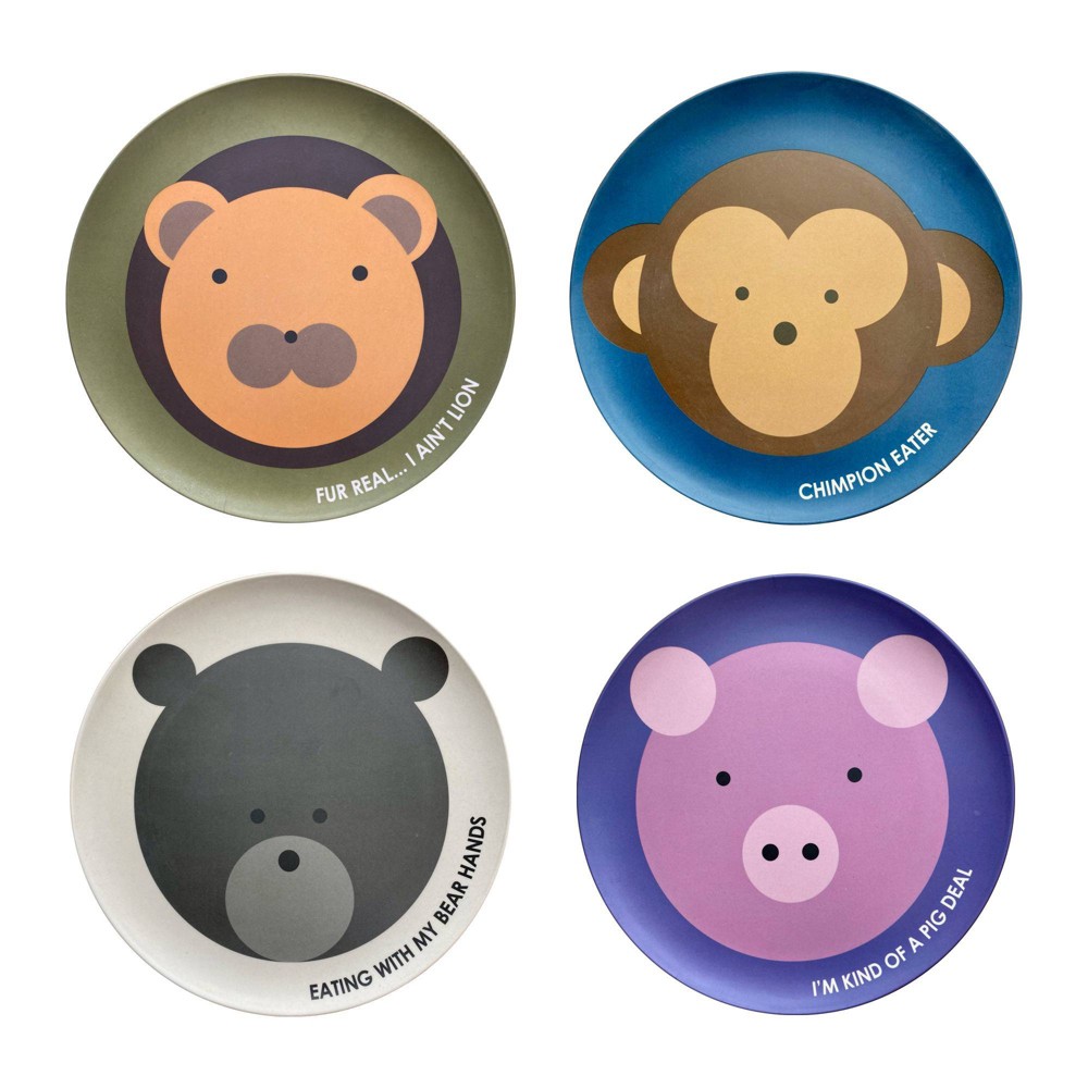 Photos - Other kitchen utensils Red Rover 7" 4pk Bamboo Kids' Animal Plates