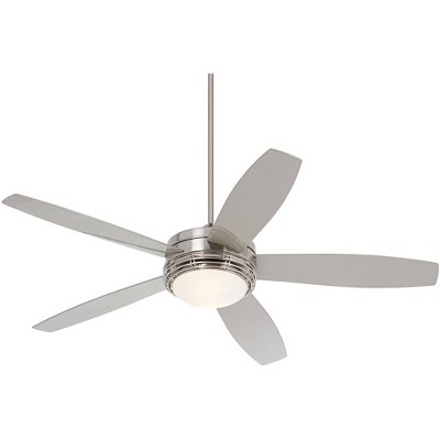 60" Casa Vieja Indoor Outdoor Ceiling Fan with Light LED Remote Brushed Nickel Silver Blades Opal Frosted Glass Damp Rated Patio Porch