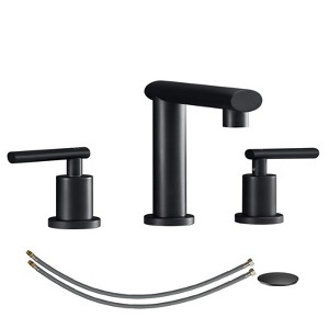 PAGED 8 Inch Widespread Bathroom Faucet, Sink Faucet with Metal Pop Up Drain and Water Supply Lines, 3 Hole Faucet for Bathroom - 1 of 4