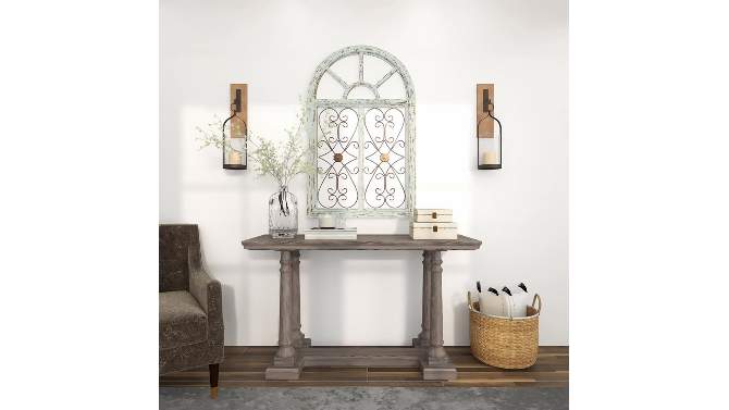 Wood Scroll Arched Window Inspired Wall Decor with Metal Scrollwork Relief White - Olivia &#38; May, 2 of 20, play video