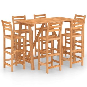vidaXL Outdoor Bar Set Natural Wood Solid Acacia Wood Medium - 1 of 4