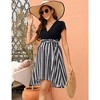 MISSKY Women's Summer Maternity Dress Casual Short Sleeve High Waist Ruffle A Line Dress with Belt for Photoshop Baby Shower - image 4 of 4