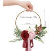 Bridal Wedding Bouquet Artificial Rose Wreath, Portable Bridesmaid Holding Flowers for Romantic Party Decor (Red) - 2 of 4
