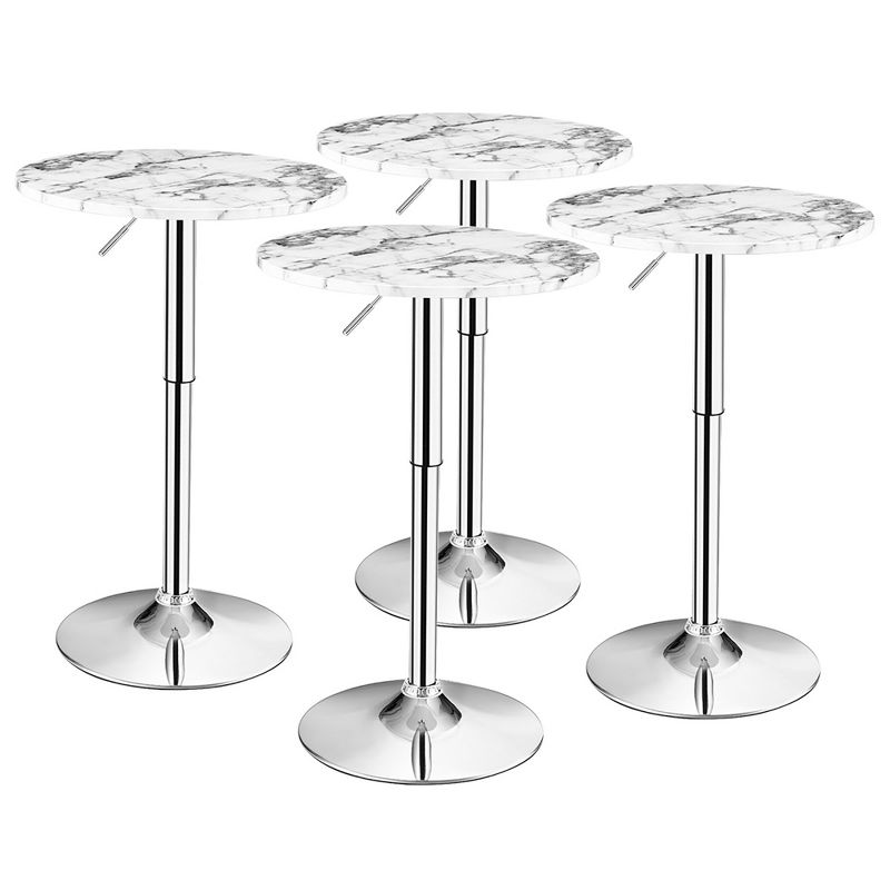 Costway 4PCS Round Bistro Bar Table Height Adjustable 360-degree Swivel White\Black, 1 of 11