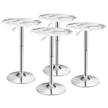 Costway 4PCS Round Bistro Bar Table Height Adjustable 360-degree Swivel White\Black