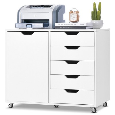 Tangkula 5/7-drawer Chest Mobile Lateral Filing Cabinet Floor Storage  Organizer White : Target