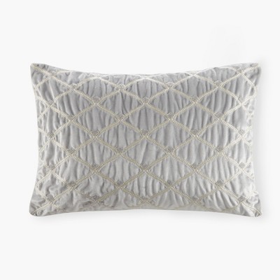 Luxury Velvet Oblong Pillow with Foxtail Stitched Net Patterning, 22x15 ...