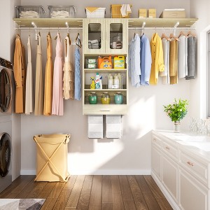 Aheaplus 4FT - 8FT Closet Organizer with Hanging Rods, DIY Closet System with 2 Doors for Laundry Room - 1 of 4