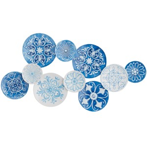 Metal Plate Wall Decor with Embossed Details Blue - The Novogratz: Iron Frame, Vertical Orientation, Spot Clean - 1 of 4
