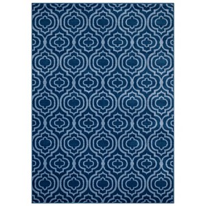 Modway Frame Transitional Moroccan Trellis 5x8 Area Rug - Moroccan Blue and Light Blue,  100% Soft Heat-Set Polypropylene ,  Tight Low Pile Weave - 1 of 4