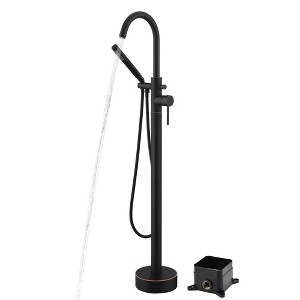 Sumerain Floor Mount Bathtub Faucet Oil Rubbed Bronze Freestanding Tub Filler with Hand Shower - 1 of 4