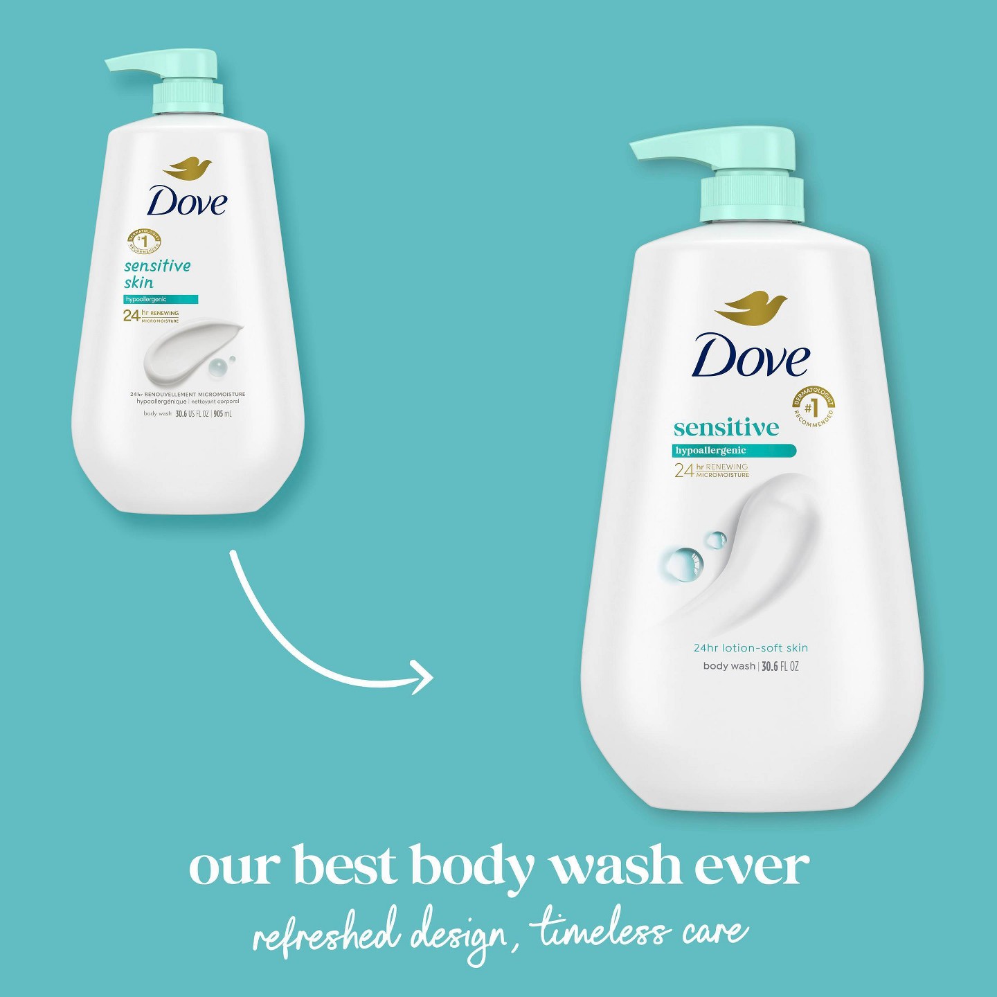 Гель для душа с дозатором Dove Beauty Sensitive Skin, гипоаллергенный, 30.6 fl oz — фото 2