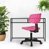 FurnitureR Kids Desk Chair Armless Cute Kids Office Chair, Plastic Low Back Rolling Home Office Chair with Cushion Seat Adjustable Swivel Chair, Pink - 3 of 4