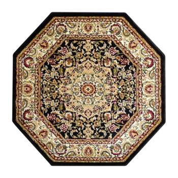 Emma and Oliver Ultra Soft Olefin Accent Rug with Traditional Medallion Design with Natural Jute Backing