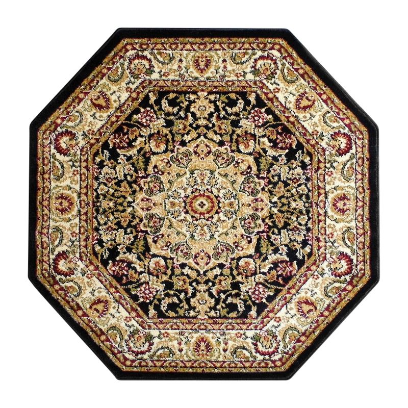 Emma and Oliver Ultra Soft Olefin Accent Rug with Traditional Medallion Design with Natural Jute Backing, 1 of 8