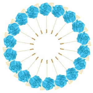 Unique Bargains Wedding Golden Leaf Rose Flower Lapel Pins for Men Suits 18 Pcs - 1 of 4