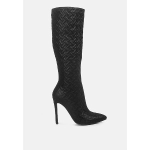 Tinkles Embossed High Heeled Calf Boots Women - 1 of 4