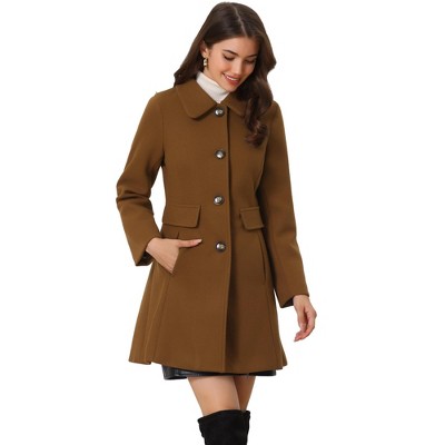INSPIRE CHIC Women's Single Breasted Long Peter Pan Collar Vintage Winter Overcoat