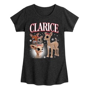 Girls' - Rudolph - Clarice Bootleg Fitted Short Sleeve Graphic T-Shirt - 1 of 4