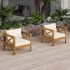 Set of 2 Modern Acacia Wood Club Chairs with Cushions, Accent Arm Chairs for Patio, Balcony, or Sunroom–The Pop Home - 2 of 4