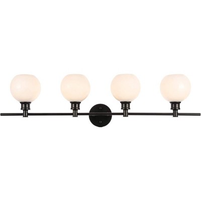 Elegant Lighting Collier 4 light Black and Frosted white glass Wall sconce