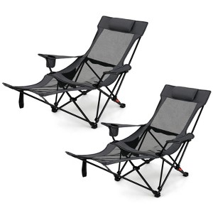 Tangkula Reclining Camping Chair 2 in 1 Lying Chair w/Removable Footrest - 1 of 4