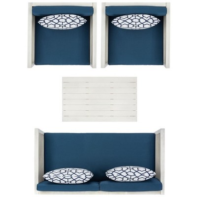 Barcelona Breeze 6-Person Transitional Outdoor Conversation Set, Blue and White