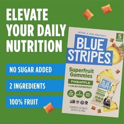 BLUE STRIPES Superfruit Gummies Pineapple and Cacao Fruit - 3.5oz/5pk