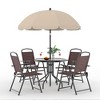 6 Pieces Outdoor Dining Set With Umbrella, Patio Table and 4 Folding Chairs With Umbrella, Garden Patio Furniture Set With Umbrellas - 3 of 4