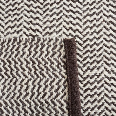 Ivory and Brown Hand-Knotted Wool Cotton 8' x 10' Rug
