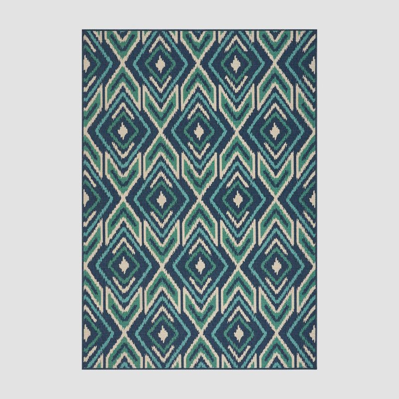 Myrtle Geometric Outdoor Rug Navy/Green - Christopher Knight Home, 1 of 7
