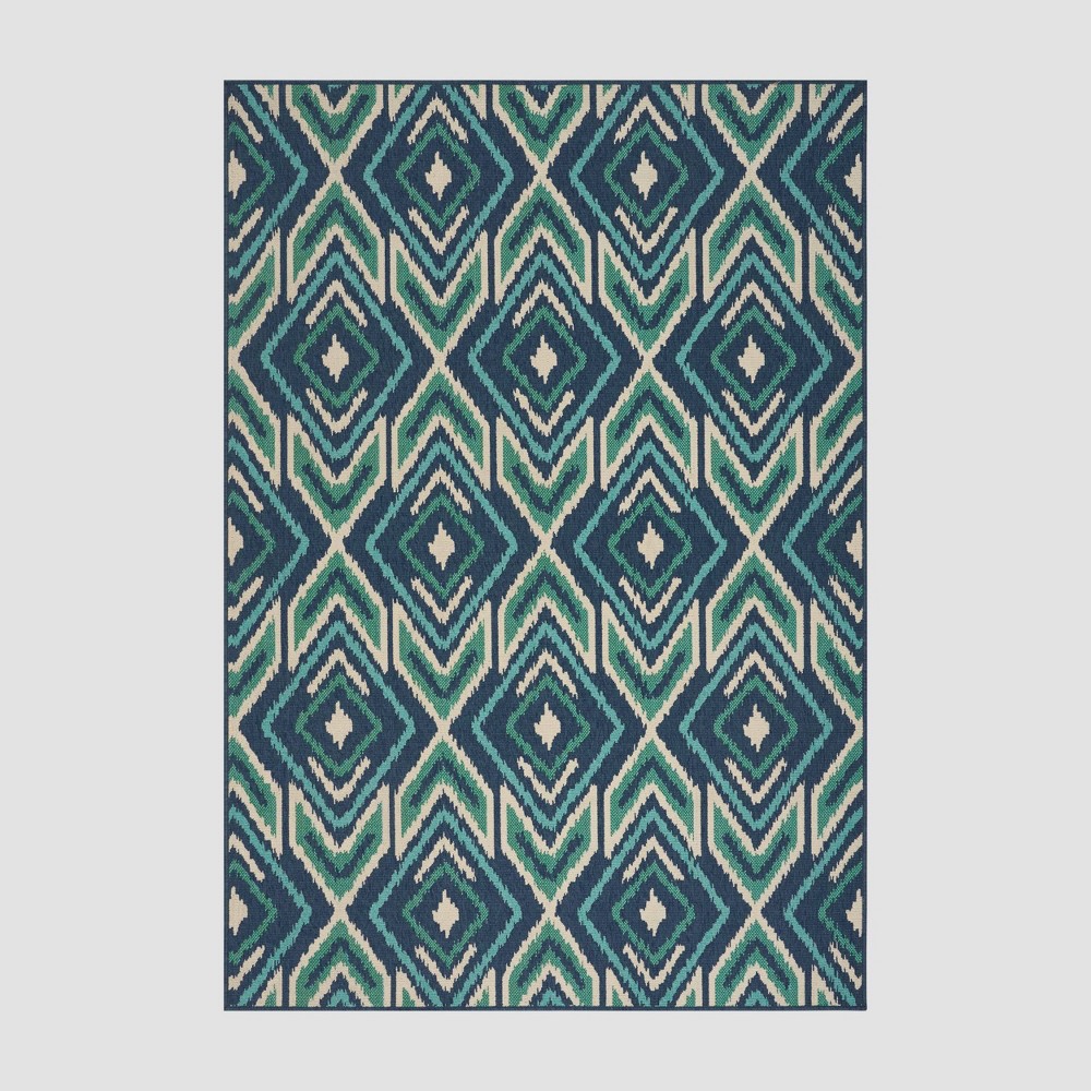 5' x 8' Myrtle Geometric Outdoor Rug Navy/Green - Christopher Knight Home