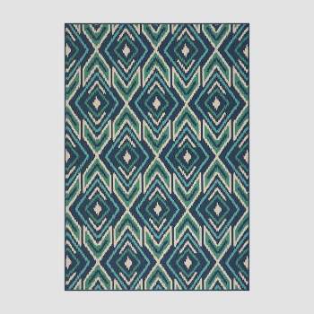 5' x 8' Myrtle Geometric Outdoor Rug Navy/Green - Christopher Knight Home